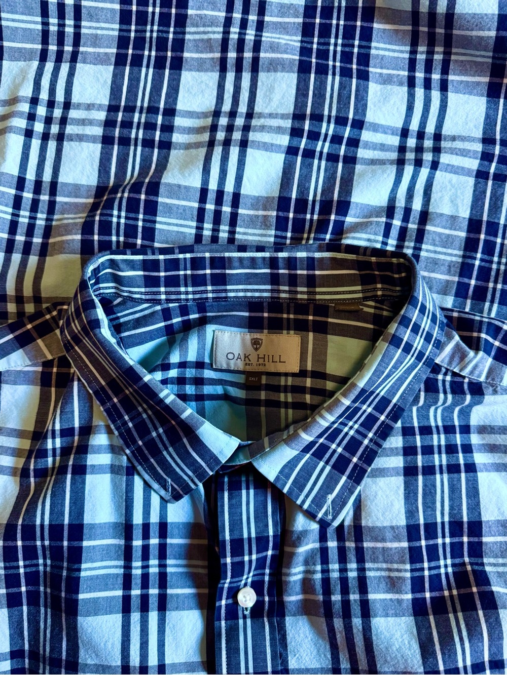 Oak Hill Men's Plaid (Dark Blue-Light Blue-) Short Sleeve ButtonUp (3XLT)